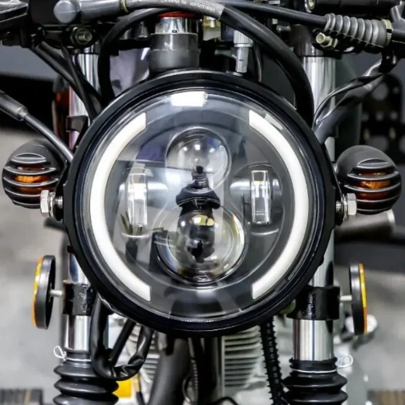Universal Motorcycle Led Headlight Projector - مصباح أمامي LED بتصميم عين الملاك،